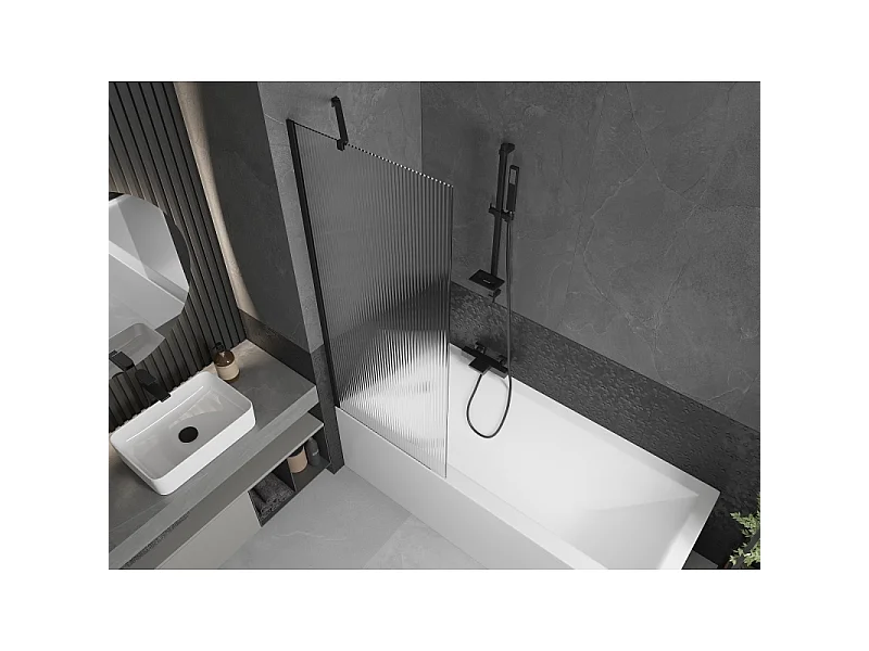 Mexen Next brusevæg 1-fløjet 70 x 150 cm, striber, sort - 895-070-000-00-09-70
