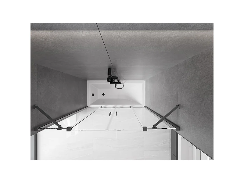 Mexen Velar Duo paroi de baignoire 2 volets coulissants 150 x 150 cm, transparent, noir - 896-150-000-02-70