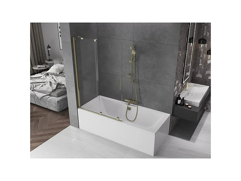 Mexen Velar pare-douche à double battant coulissant 110 x 150 cm, transparent, doré - 896-110-000-01-50
