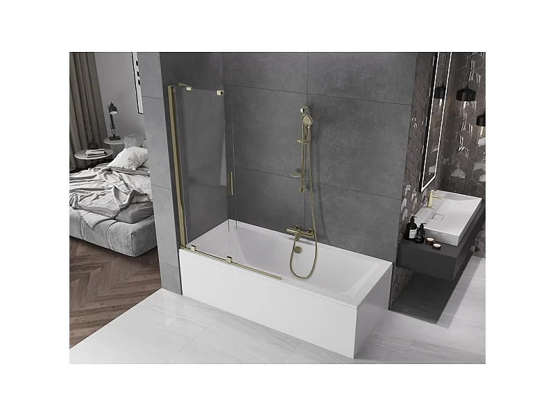 Mexen Velar pare-douche à double battant coulissant 110 x 150 cm, transparent, doré - 896-110-000-01-50
