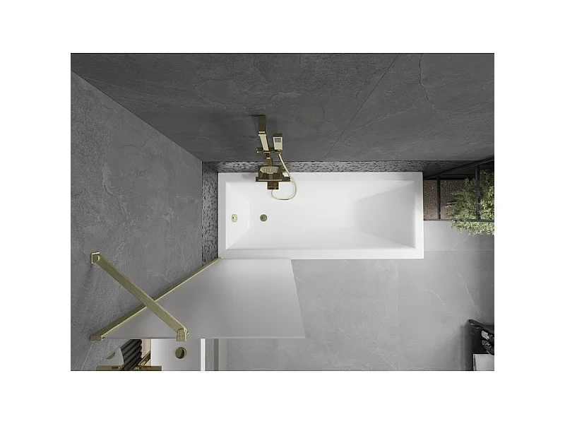 Mexen Next parawan nawannowy 1-skrzydłowy 60 x 150 cm, szron, złoty szczotkowany - 895-060-000-00-30-55
