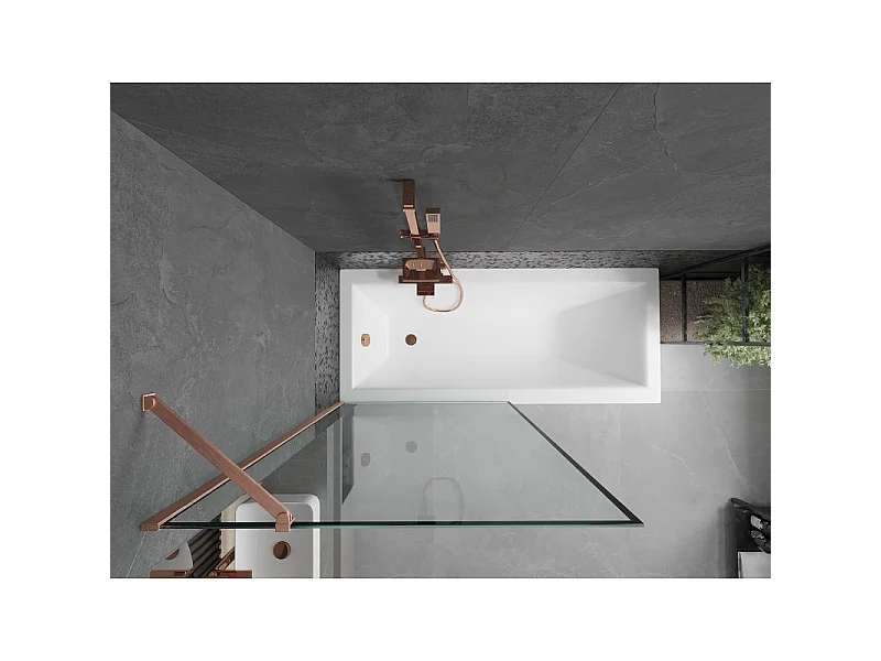 Mexen Next Bathtub Screen 1-Panel 90 x 150 cm, Black Pattern, Brushed Copper - 895-090-000-00-70-65