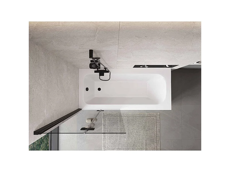 Mexen Mist paroi de baignoire à 2 volets gauche 80 x 150 cm, transparent, noir - 8A9-080-002-70-00-L