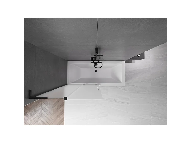 Mexen Velar L parawan nawannowy 2-skrzydłowy rozsuwany 100 x 150 cm, szron, czarny - 896-100-003-31-70