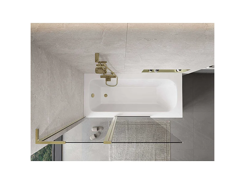 Mexen Mist L mampara de ducha 2-paneles 120 x 150 cm, transparente, dorado - 8A9L-120-011-50-00