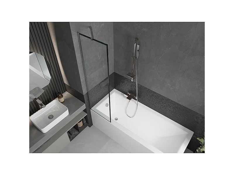 Mexen Next 1-panel bath screen 50 x 150 cm, black frame, chrome - 895-050-000-00-70-01
