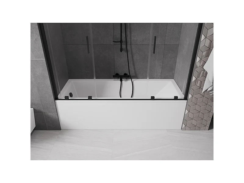Mexen Velar Duo paravent de baignoire à 2 volets coulissants 180 x 150 cm, transparent, noir - 896-180-000-02-70