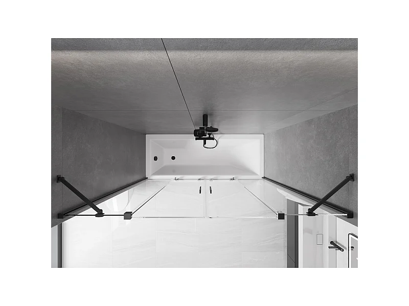 Mexen Velar Duo paravent de baignoire à 2 volets coulissants 180 x 150 cm, transparent, noir - 896-180-000-02-70