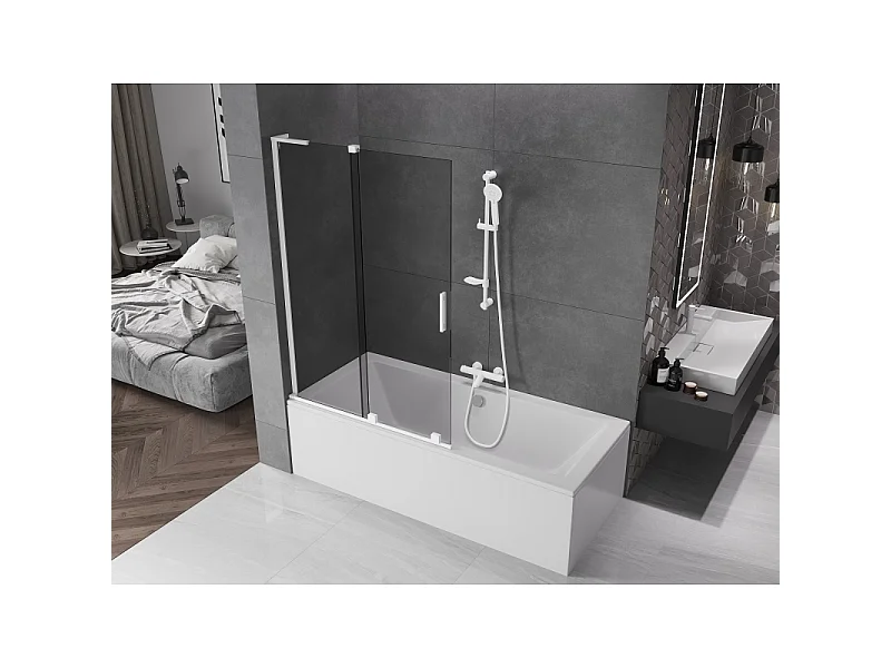 Mexen Velar L 2-wing sliding shower screen 110 x 150 cm, graphite, white - 896-110-003-41-20