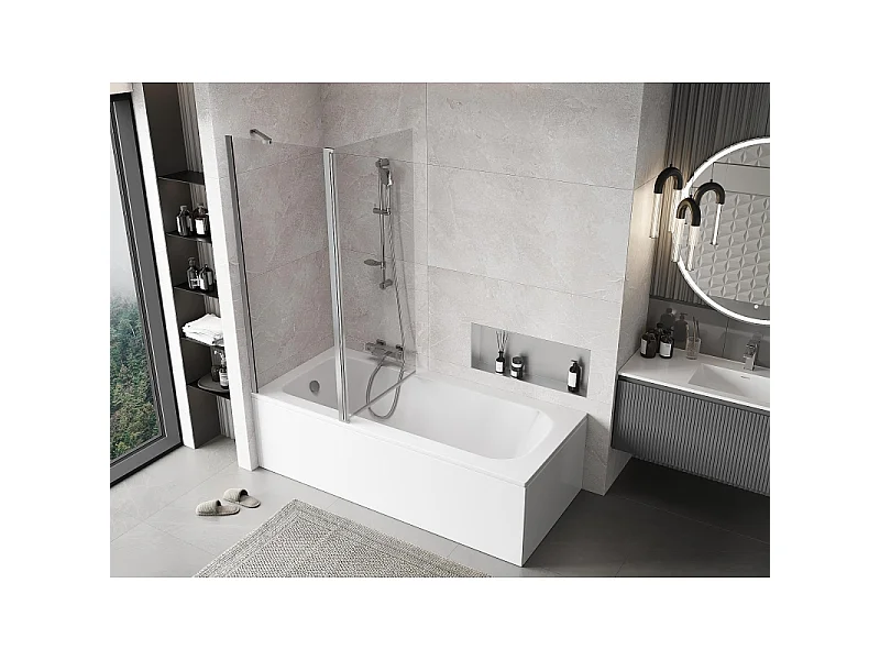 Mexen Mist shower screen 2-wing 140 x 150 cm, transparent, chrome - 8A9-140-011-01-00
