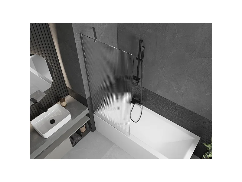 Mexen Next badwand 1-delig 80 x 150 cm, strepen, geborsteld gun gray - 895-080-000-00-09-66