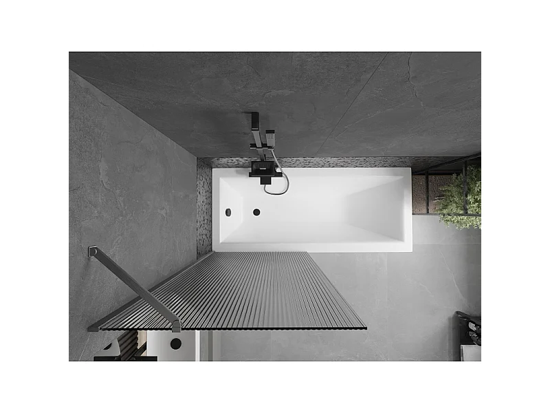Mexen Next badwand 1-delig 80 x 150 cm, strepen, geborsteld gun gray - 895-080-000-00-09-66