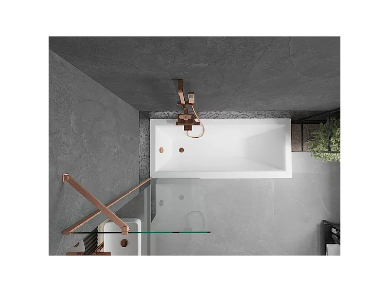 Mexen Next badwand 1-delig 60 x 150 cm, transparant, geborsteld koper - 895-060-000-00-00-65