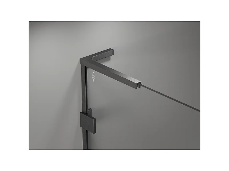 Mexen Lunar L badscherm 2-delig rechts 110 x 150 cm, transparant, geborsteld gun grijs - 897L-110-100-66-00-P