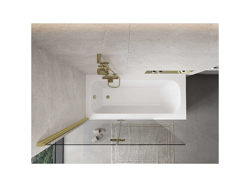 Mexen Mist mampara de ducha de 2 paneles izquierda 120 x 150 cm, transparente, oro cepillado - 8A9-120-002-55-00-L
