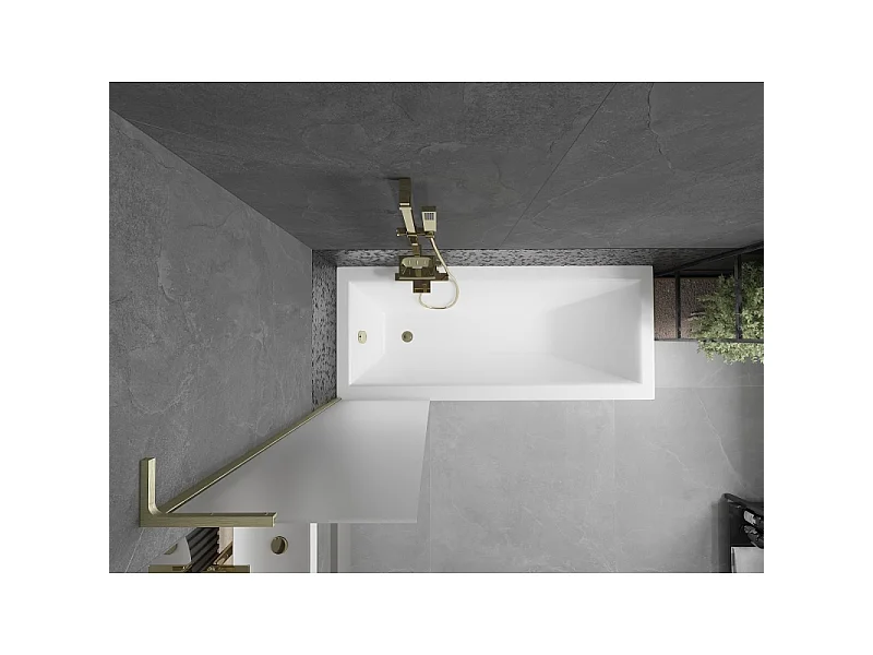Mexen Next L paroi de baignoire à 1 volet 50 x 150 cm, givre, or brossé - 895-050-000-03-30-55