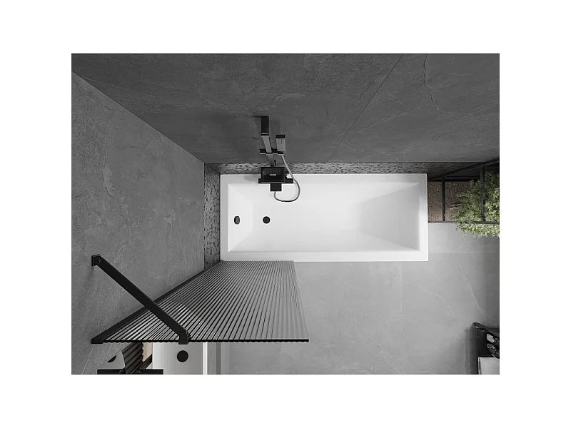 Mexen Next 1-panel Bathtub Screen 60 x 150 cm, Stripes, Black - 895-060-000-00-09-70