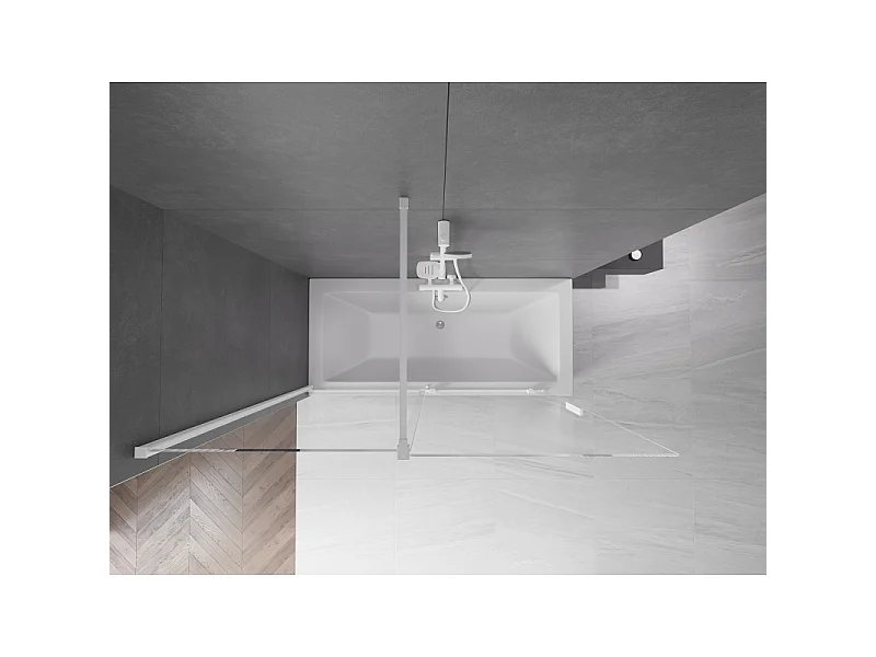 Mexen Velar parawan nawannowy 2-skrzydłowy rozsuwany 160 x 150 cm, transparent, biały - 896-160-000-01-20