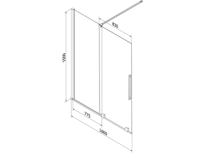 Mexen Velar parawan nawannowy 2-skrzydłowy rozsuwany 160 x 150 cm, transparent, biały - 896-160-000-01-20