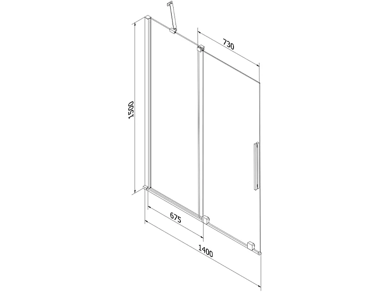 Mexen Velar Duschwand 2-teilig verschiebbar 140 x 150 cm, Matt, Chrom - 896-140-000-31-01