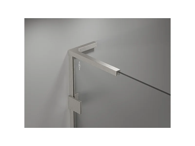 Mexen Lunar L 2-fløjede venstre badekærm 100 x 150 cm, transparent, børstet nikkel - 897L-100-100-97-00-L