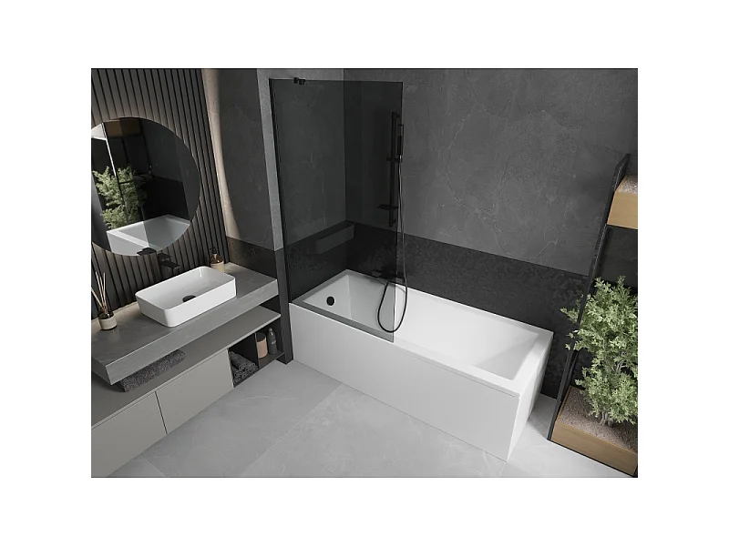 Mexen Next 1-wing Bath Screen 90 x 150 cm, Graphite, Black - 895-090-000-00-40-70