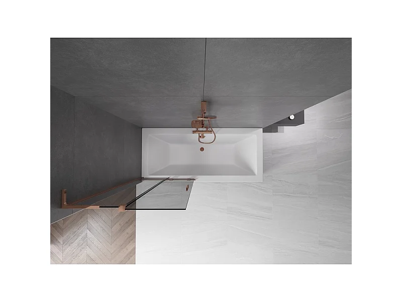 Mexen Velar L Sliding Bathtub Screen 2-Panel 80 x 150 cm, Graphite, Rose Gold - 896-080-003-41-60