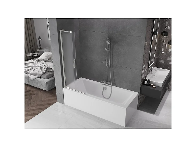 Mexen Velar L mampara de ducha de 2 paneles deslizante 70 x 150 cm, escarchado, níquel cepillado - 896-070-003-31-97