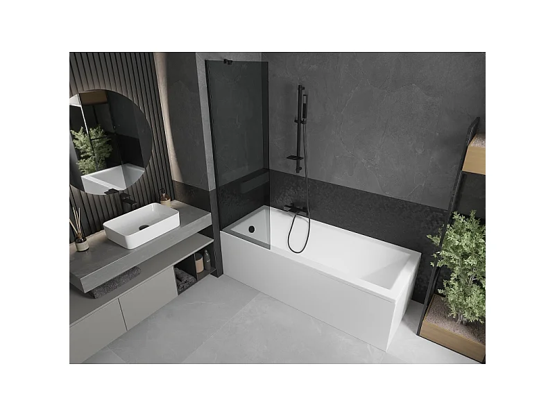 Mexen Next 1-Panel Shower Screen 60 x 150 cm, Graphite, Black - 895-060-000-00-40-70