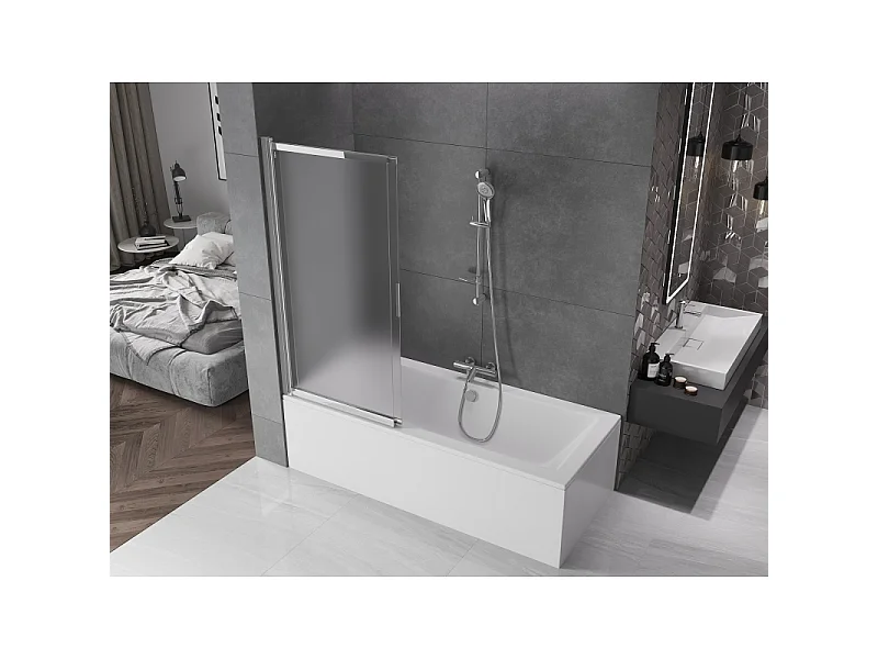 Mexen Fox paroi de baignoire 2 volets coulissante 120 x 150 cm, dépoli, chromé - 891-120-002-01-30
