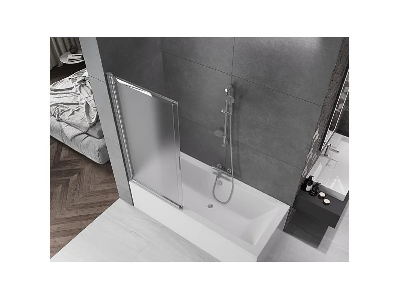 Mexen Fox paroi de baignoire 2 volets coulissante 120 x 150 cm, dépoli, chromé - 891-120-002-01-30