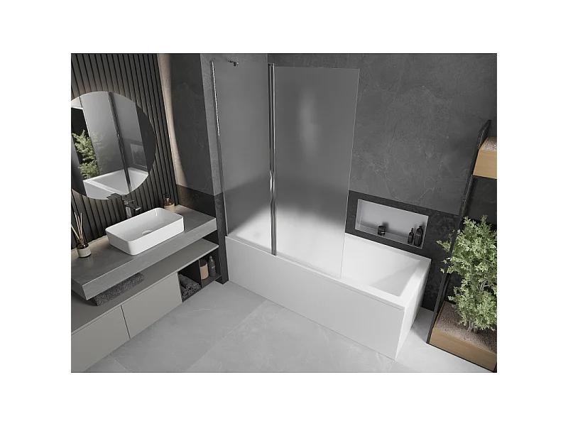 Mexen Flip 2-panel bath screen 120 x 150 cm, frost, chrome - 894-120-101-01-30