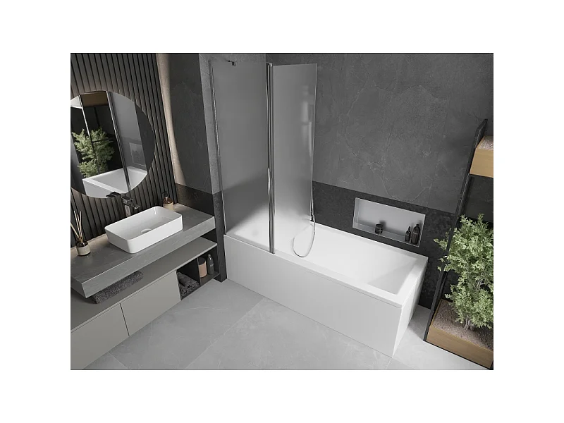 Mexen Flip 2-panel bath screen 120 x 150 cm, frost, chrome - 894-120-101-01-30