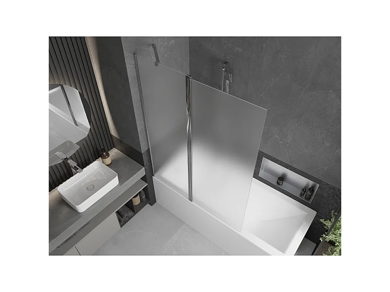 Mexen Flip 2-panel bath screen 120 x 150 cm, frost, chrome - 894-120-101-01-30