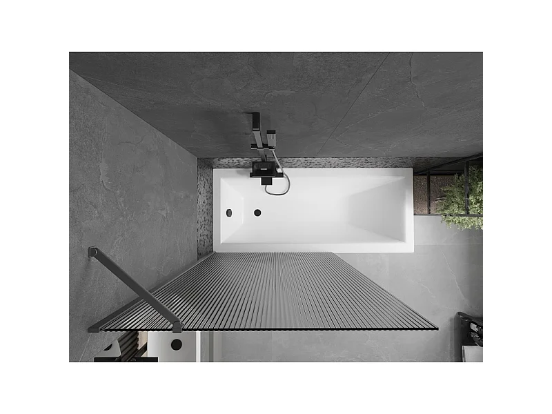 Mexen Next parawan nawannowy 1-skrzydłowy 100 x 150 cm, prążki, gun metal - 895-100-000-00-09-95