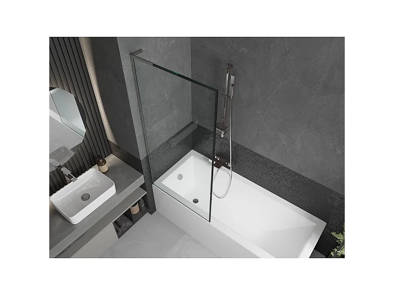 Mexen Next L mampara de ducha de 1 panel 80 x 150 cm, marco negro, cromo - 895-080-000-03-70-01