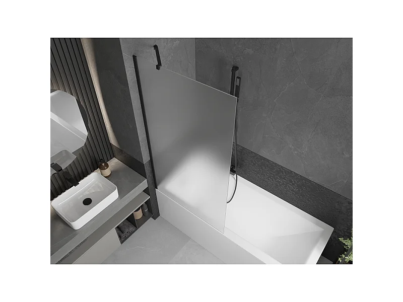 Mexen Next paroi de douche 1 volet 90 x 150 cm, givrée, noire - 895-090-000-00-30-70