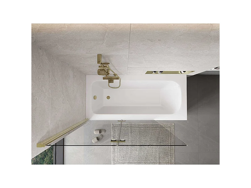 Mexen Mist panel de ducha de 2 hojas izquierda 120 x 150 cm, transparente, dorado - 8A9-120-002-50-00-L