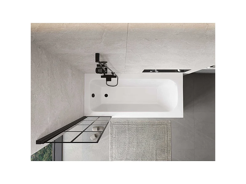 Mexen Mist paroi de baignoire 1-volet gauche 50 x 150 cm, grille noire, noir - 8A9-050-001-70-77-L