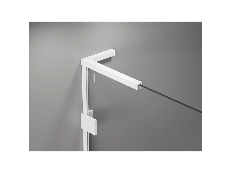 Mexen Lunar L badscherm 2-delig links 100 x 150 cm, transparant, wit - 897L-100-100-20-00-L