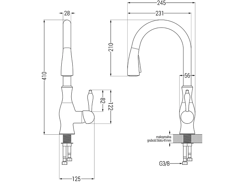 Mexen Savita kitchen tap, white - 672601-20