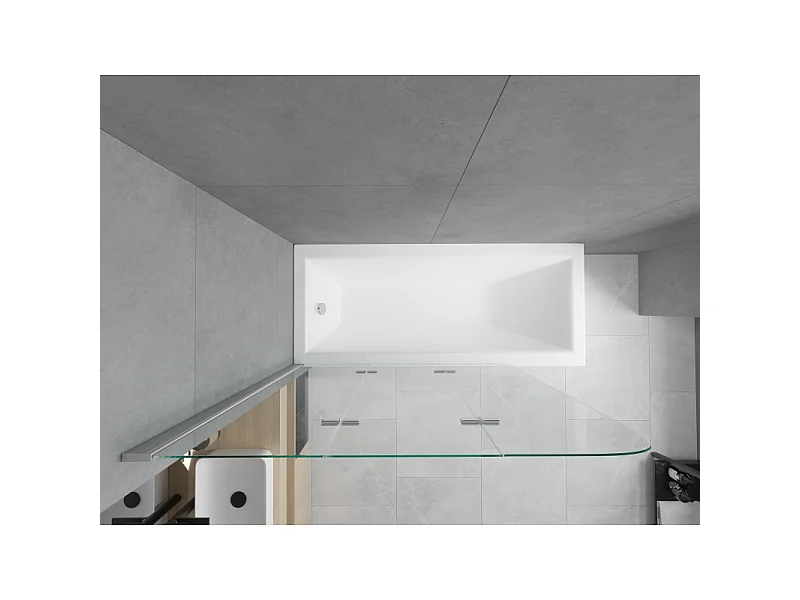 Mexen Cubik bañera rectangular 160 x 70 cm con revestimiento y pantalla de 3 hojas 120 cm, transparente, cromo