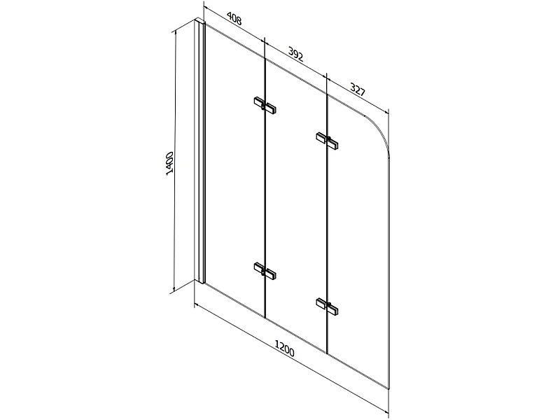 Mexen Cube baignoire rectangulaire 170 x 80 cm avec habillage et paroi de baignoire à 3 volets 120 cm, transparent, chrome