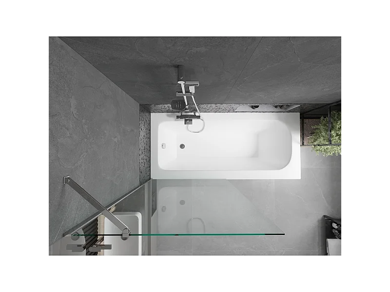 Mexen Vega rektangulær badekar 170 x 70 cm med ramme og 1-fløjet skærm 90 cm, transparent, krom - 550117070X9509000001