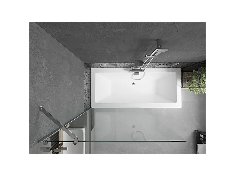 Mexen Cube baignoire rectangulaire 170 x 80 cm avec tablier et paroi de douche 1 battant 100 cm, transparent, chrome