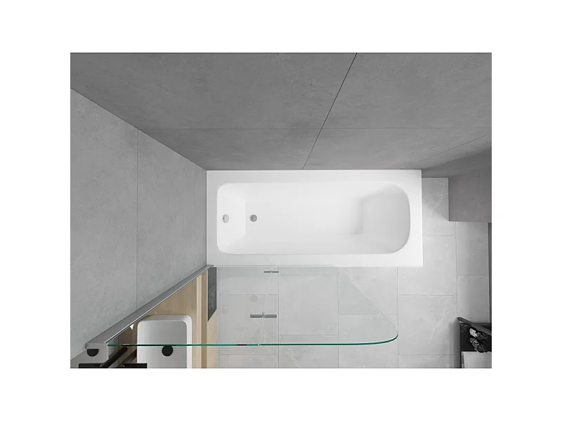 Mexen Vega rectangular bath 180 x 80 cm with casing and 2-panel screen 80 cm, transparent, chrome - 550118080X9008020100