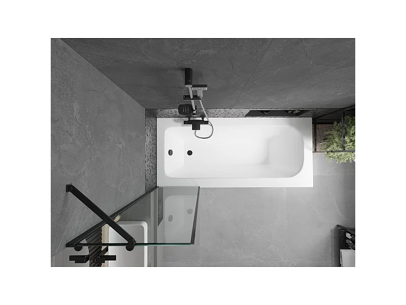Mexen Vega rectangular bath 150 x 70 cm with casing and 1-fold screen 50 cm, black pattern - 550115070X9505007070