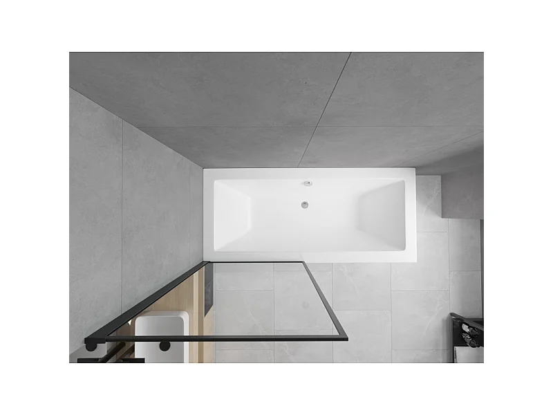 Mexen Cube rectangular bathtub 180 x 80 cm with casing and 1-wing screen 80 cm, black pattern - 550518080X9308017070