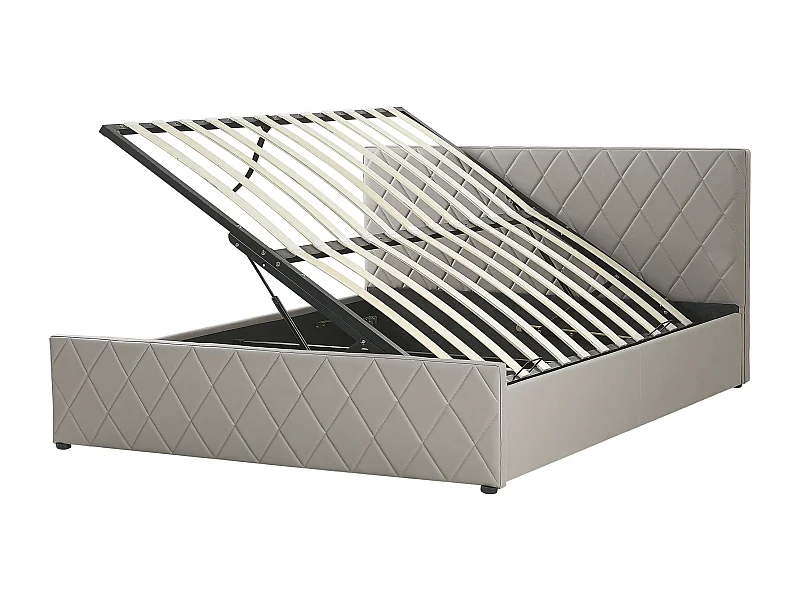 Schickes Doppelbett in Grau mit Bettkasten und Lattenrost 140 x 200 cm Rochefort