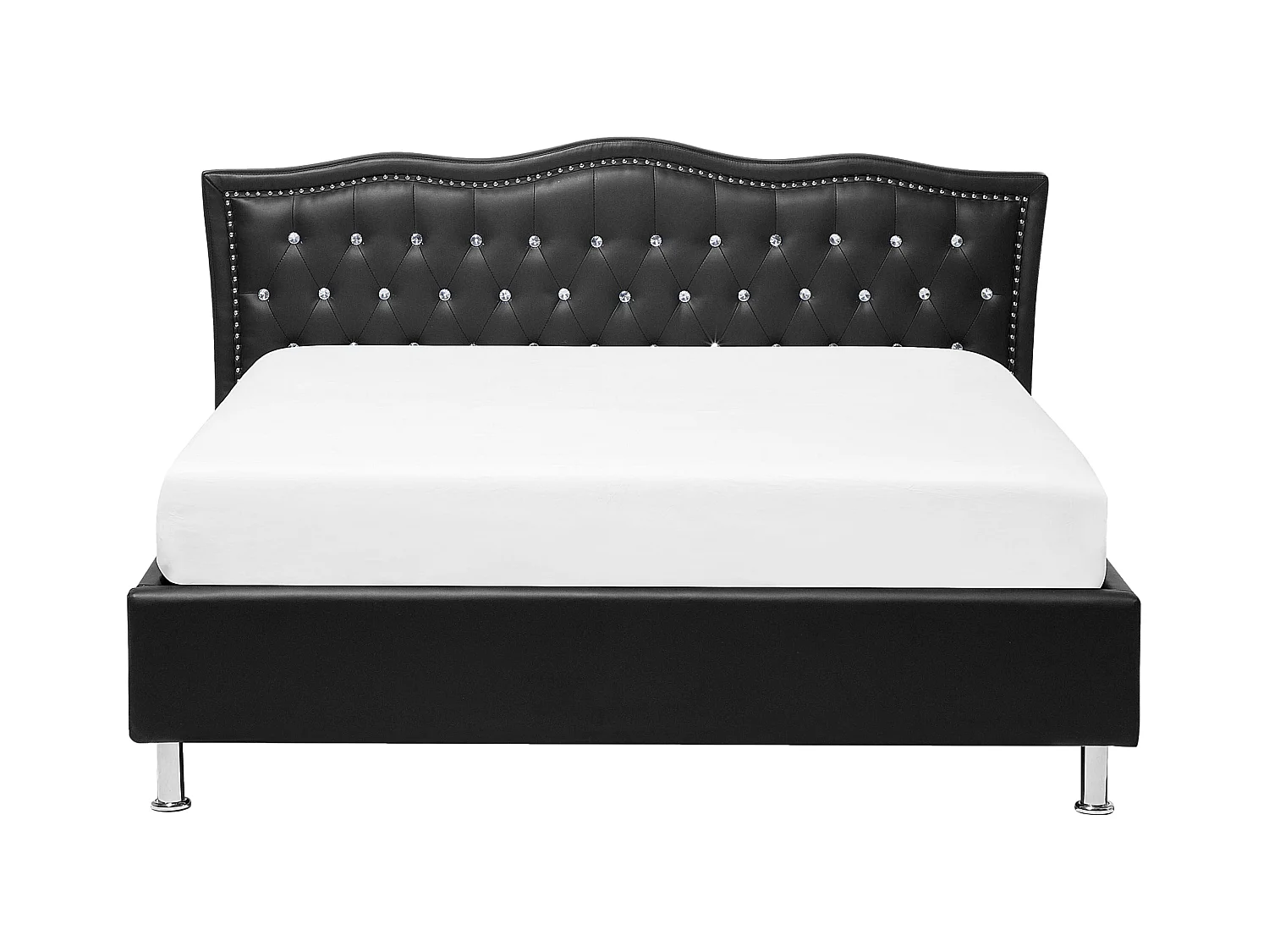 Lit avec sommier Cuir PU METZ 160 x 200 cm Noir